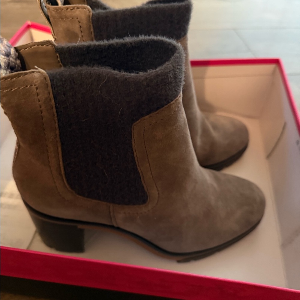 Vince Camuto Taupe Suede & Wool Ankle Boots